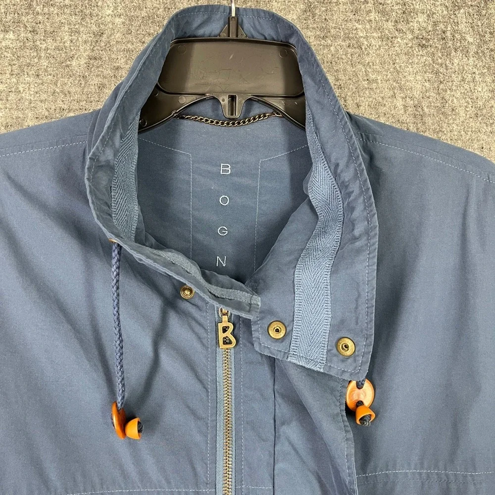 Bogner Jacket Mens‎ L Blue Lightweight Parka Hooded Rain Shell Premium Vintage